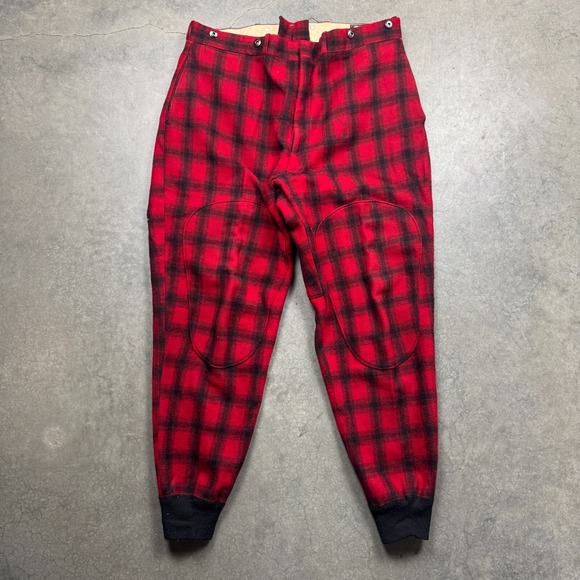Vintage Woolrich Buffalo Hunting Pants Mens 36 Red Preowned Plaid Wool Outdoor - Picture 1 of 7